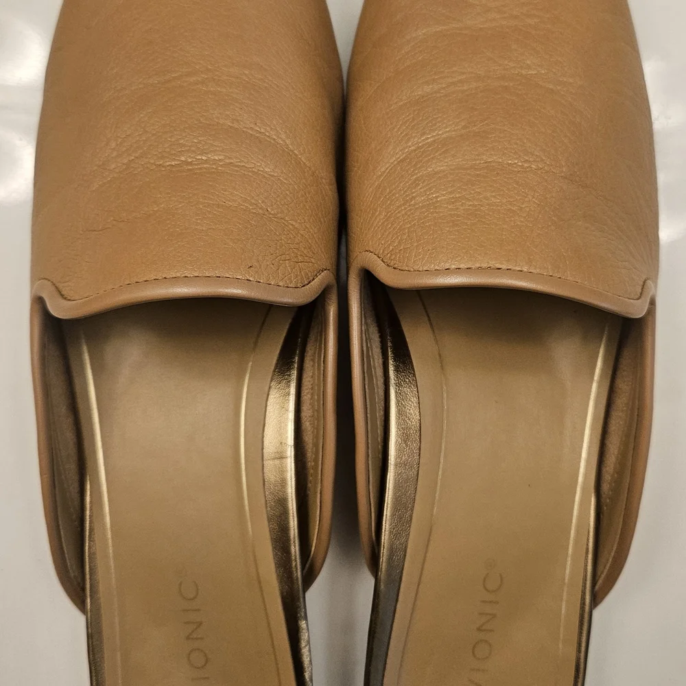 Vionic Willa Tan Leather Mules with Minimalist Design - Picture 3 of 7